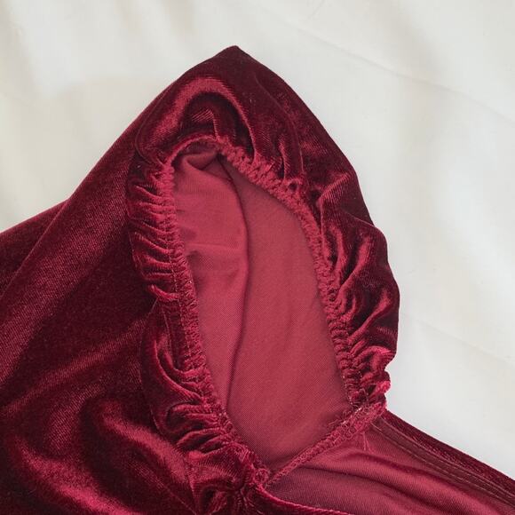 Wine Red XL Velvet Ruched Witchy Whimsigoth Pirate Cosplay Vampire Gothic Emo - Picture 5 of 8